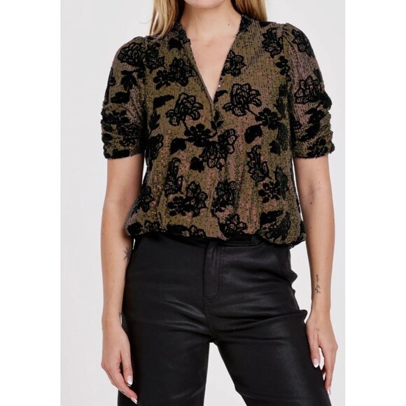 NWT Dear John YAZMINE NOVELTY TOP SPARKLING LILLY SEQUIN SIZE M - Picture 1 of 14